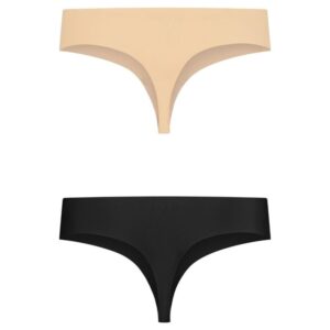 BYE-BRA - INVISIBLE THONG 2 PACK BEIGE & BLACK SIZE M