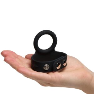 CalExotics Tri-Snap Scrotum Support Penisring - Svart - M