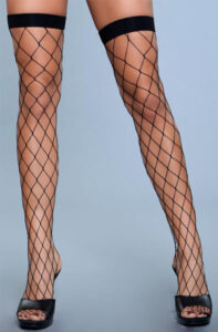Caught In My Trap Thigh High Stockings One Size Fishnet Stay ups