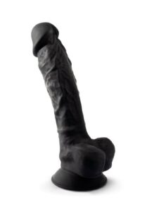 Dual Density Svart Dildo med pung 23 cm