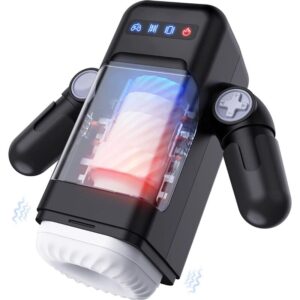 GAME CUP – THRUSTING VIBRATION MASTURBATOR WITH HEATING FUNCTION AND MOBILE SUPPORT – BLACK