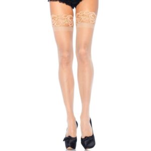 Leg avenue plus size sheer stay up’s beige plus size