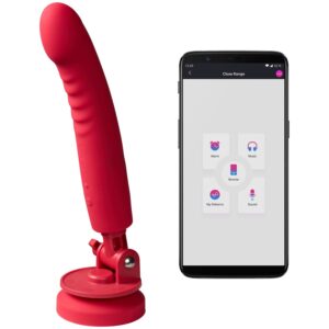 Lovense Mission 2 Vibrerande Dildo med Sugkopp 47,5 cm - Röd