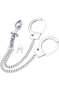 Metal Hand Cuffs With Anal Plug Analplugg metall