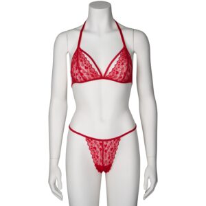 NORTIE Elva Elva BH- och G-string-set i spets med hjärtmönster - Röd - One size