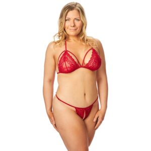 NORTIE Friia Röd BH och Grenlös String Set Plus-Size - Röd - Plus size