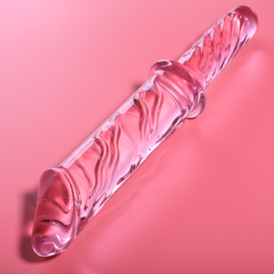Nebula-dildo av borosilicatglas - rosa, 28,5 cm