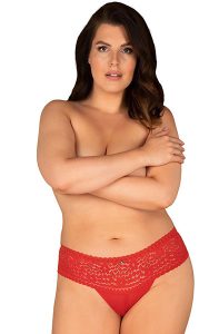 Obsessive Blossmina Panties Red 6XL/7XL Spetstrosa