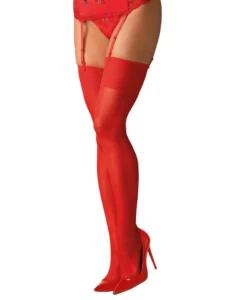 Obsessive S800 Stockings Red S/M Röda Stay ups