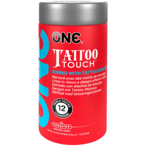 One Tattoo Touch Räfflade Färgade Kondomer 12-pack - Blandade färger