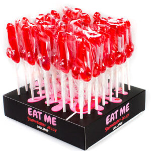 Penisformad jordgubbslollipop - 40-pack display