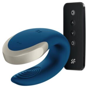 SATISFYER - DOUBLE LOVE LYXIG PARVIBRATOR - BLÅ