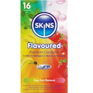 SKINS Smakade Kondomer – Premium 16-pack