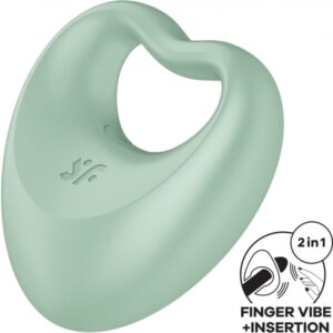 Satisfyer Perfect Pair 3 - Vibrerande Penisring och Fingervibratorså Grön
