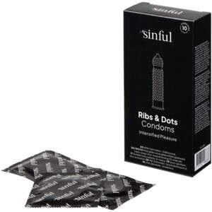 Sinful Ribs & Dots Kondomer 10 st - Klar