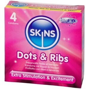 Skins Dots&Ribs Kondomer 4 St - Klar