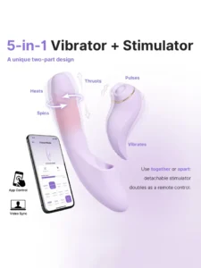 Svakom Duo Glow Thrusting Beaded Vibrator With App Rabbitvibrator med värme